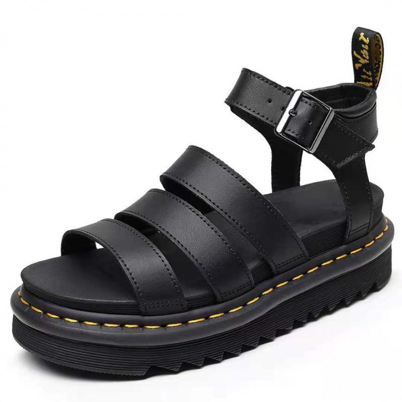 Womens Blaire Hydro Leather Platform Strap Sandals  |  Sandals Sandals Black — Hydro Leather