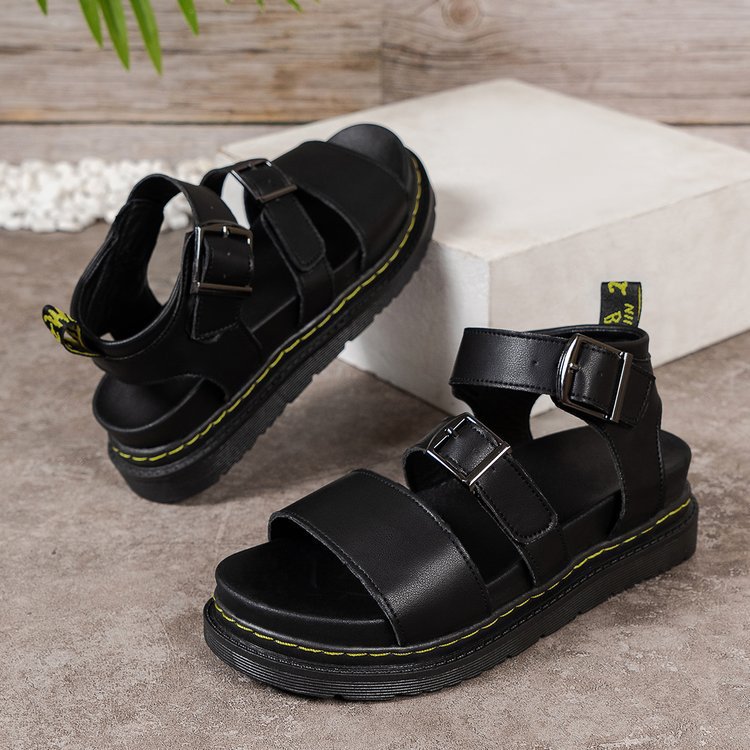 Womens Gryphon Pisa Leather Platform Sandals  |  Sandals Sandals Black — Pisa