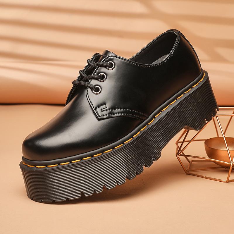 Womens Holly Leather Platform Shoes  |  Platforms Oxfords Black — Buttero