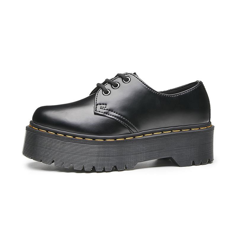 Womens/ Mens 1461 Smooth Leather Platform Shoes  |  Platforms Mens Black — Polished Smooth