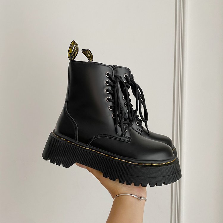 Womens/ Mens Church Platform Monkey Boots  |  Platforms Mens Black — Vintage Smooth