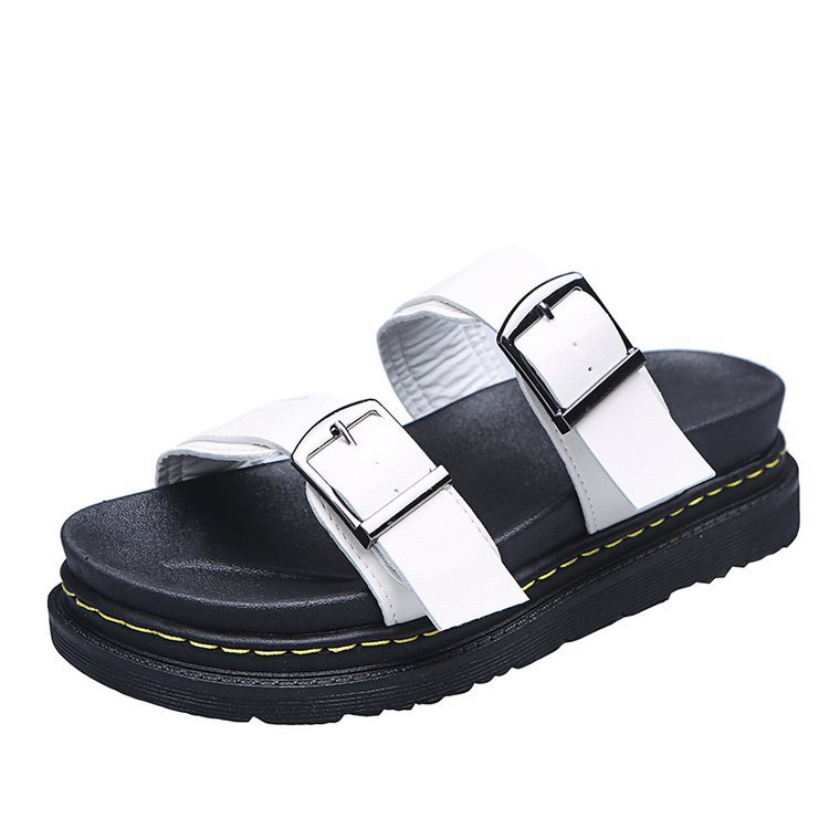 Womens/ Mens Myles Brando Leather Buckle Slide Sandals  |  Sandals Mens Black — Brando